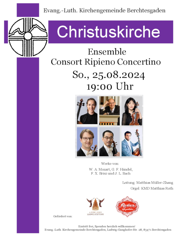 Einladung zum Konzert des Ensamble-Consort Ripieno Concertino