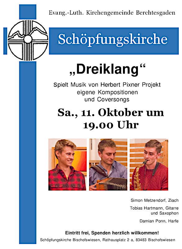 Einladung zum Konzert des Trios Dreiklang
