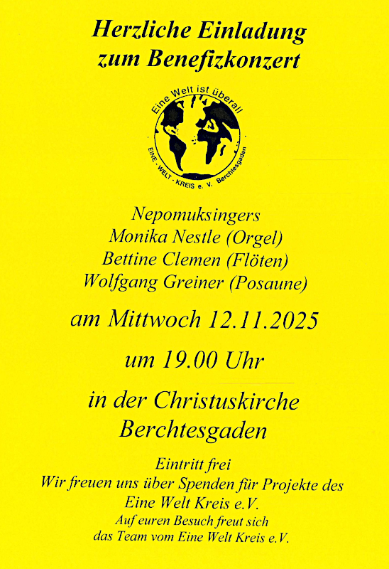 Einladung zum Benefizkonzert des Eine-Welt-Kreises