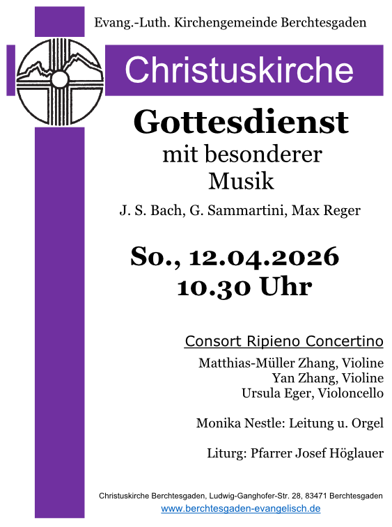 Einladung zum Gottesdienst mit besonderer Musik