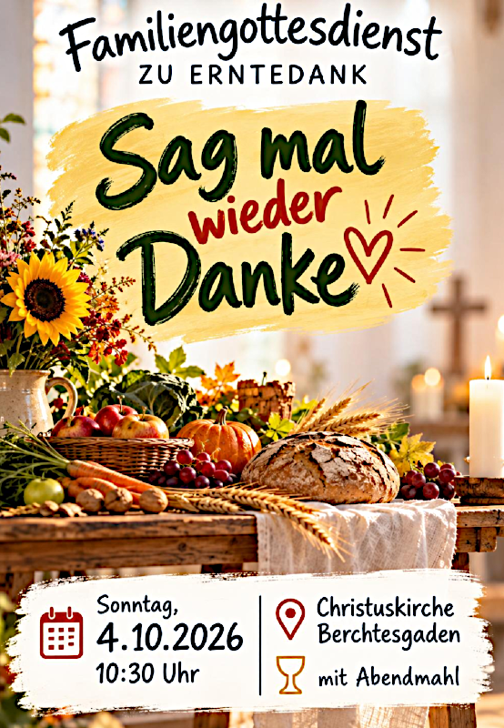 Einladung zum Erntedank-Gottesdienst