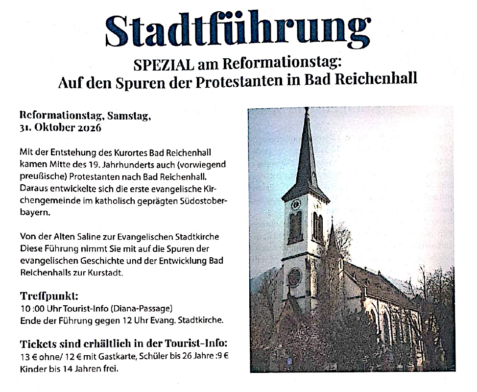 Einladung zur Protestantenführung in Bad Reichenhall